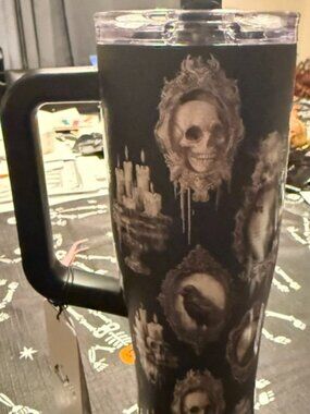 HydraPeak Voyager II 32 oz Tumbler Raven Skull Gothic Halloween Artisan Black